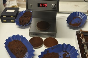 Manufakturen-Blog: Drei unterschiedlich lange Röstungen werden bei de koffiemann farblich kontrolliert - das dient der Überprüfung der Rohkaffeelieferung auf das Zusammenspiel mit dem Trommelröster - schließlich handelt es sich bei Manufakturkaffee immer noch um ein Naturprodukt (Foto: Wigmar Bressel